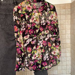 Equipment Shirt M, Floral, Sheer